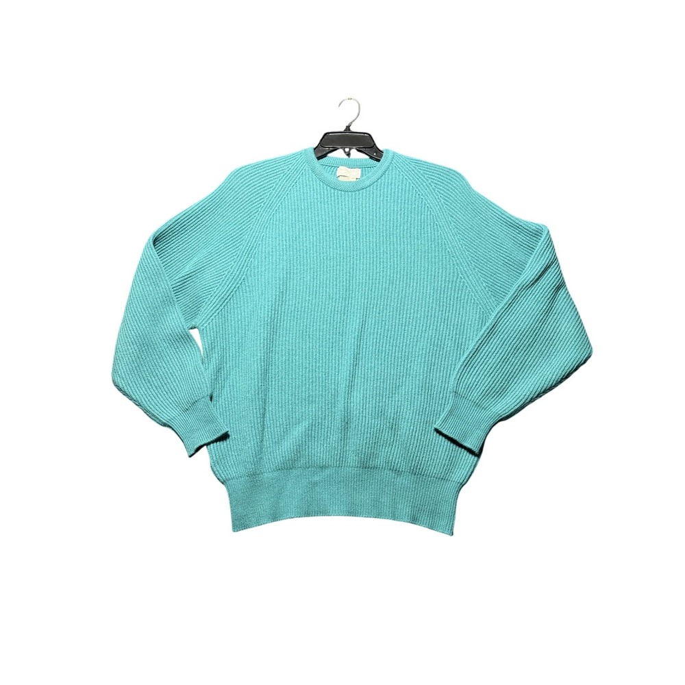 Bostonian‎ Ltd Sweater Mens 42 Teal Excellent Ribbed Lambswool Made in England